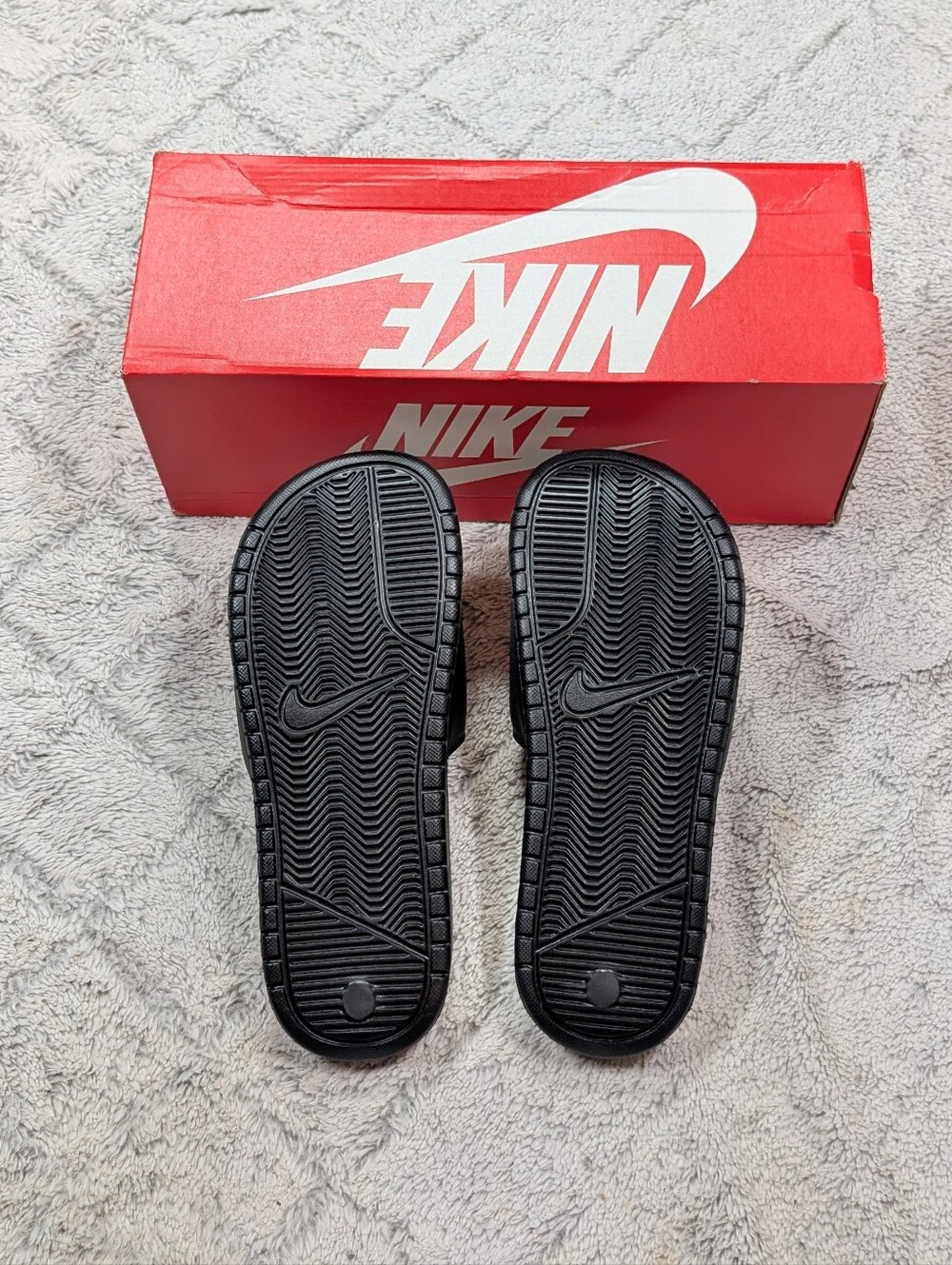Nike Benassi JDI Black Rose Gold Slides Sandals Womens Size 7 343881-007 NEW - Picture 5 of 6